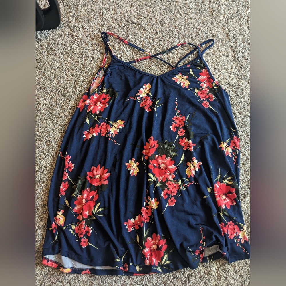 Paper Moon Nwot Floral Spaghetti Strap Top - Red and Blue
